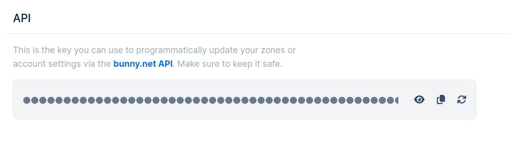 Bunny.net CDN API Key<br>