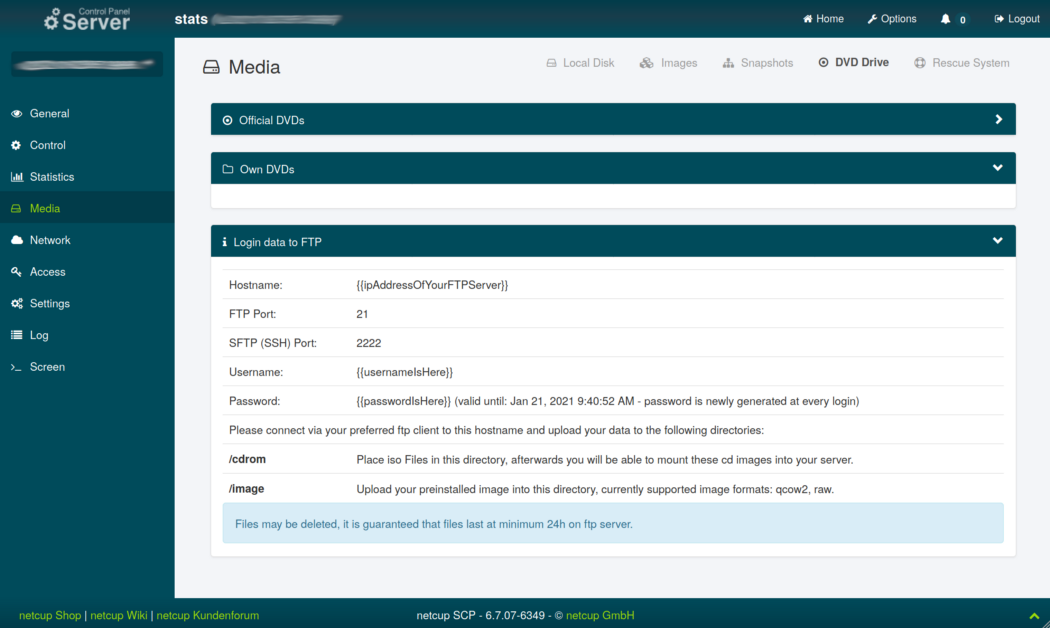 FTP Login Data for custom Images/DVDs