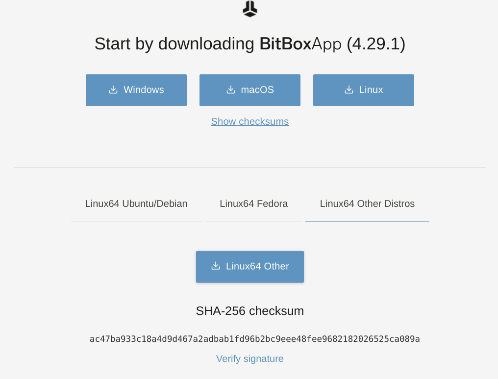 BitBoxApp Download Screen